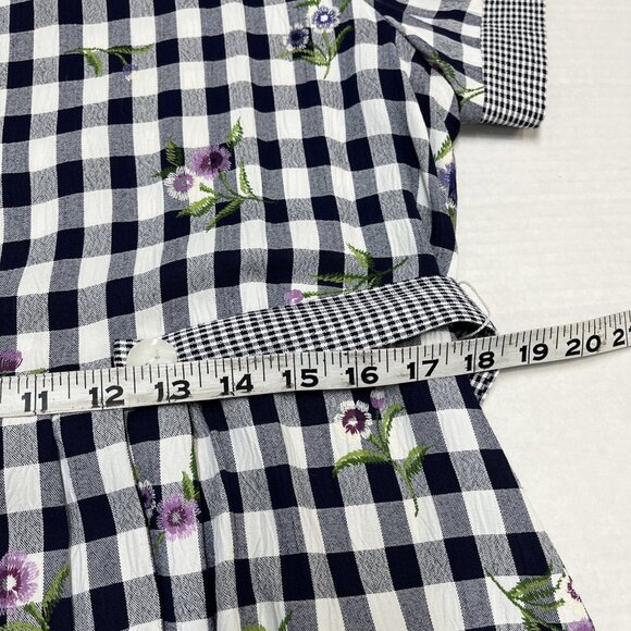 Vintage SLR Gingham Plaid Maxi Dress Womens 12 Floral Embroidered Cottagecore - Picture 8 of 11